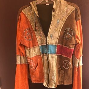 Embroidery hoody with Peace signs